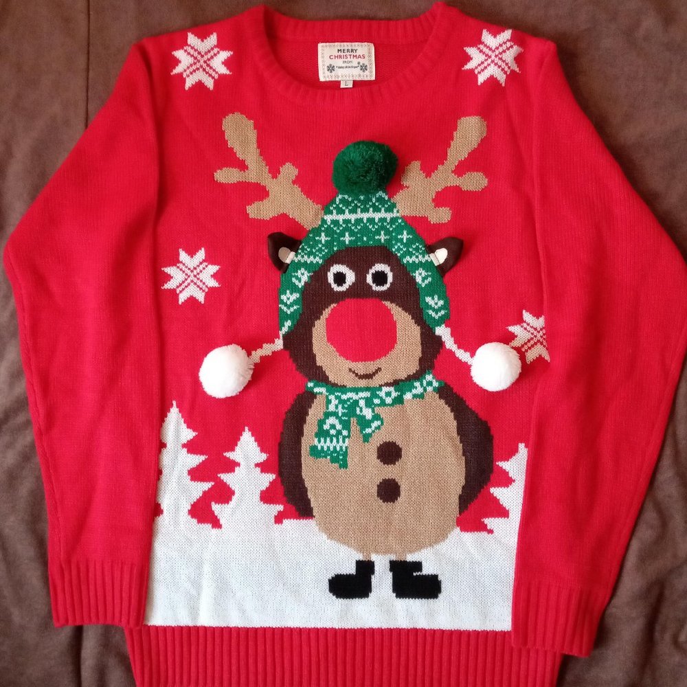 Rare Reindeer Adorably Cute Christmas Sweater Large